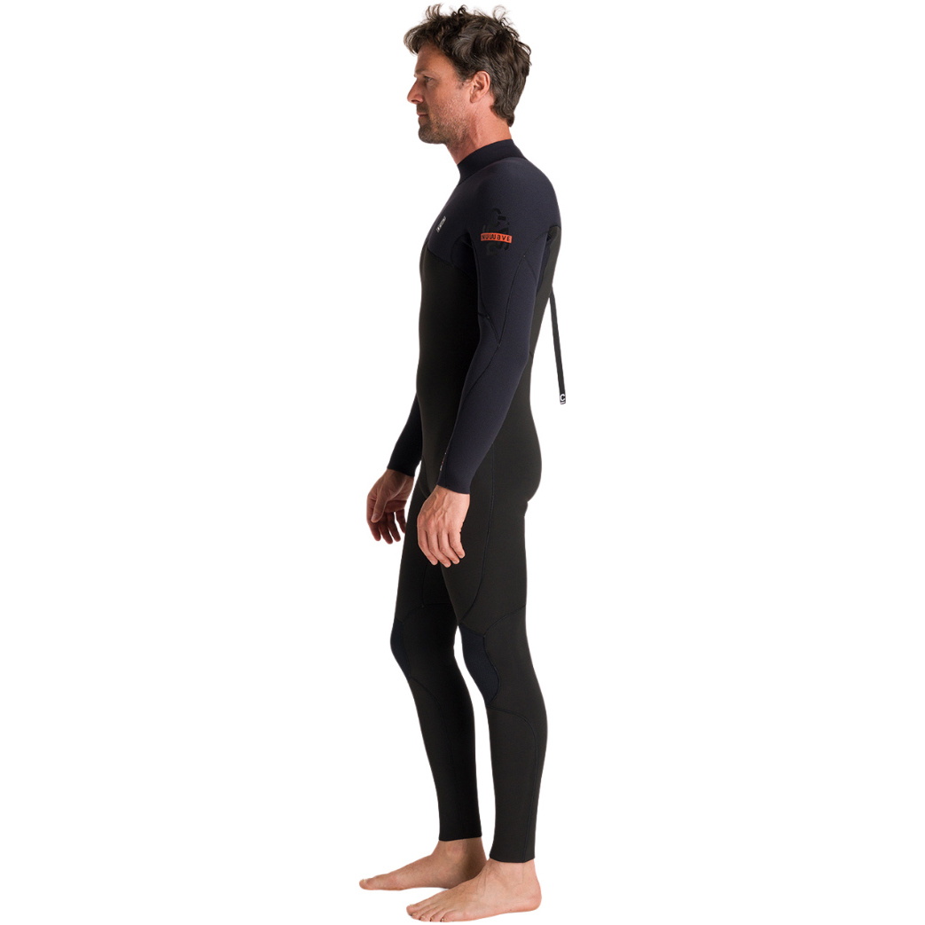 2026 C-Skins Da Uomo NuWave Session 3/2mm Back Zip Muta C-NSE32MBZ - Black / Black X / Warm Red